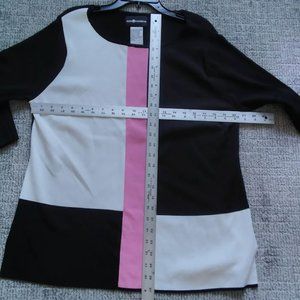 Sag Harbor Tunic Top- Color Block/ Pink/Black/White- NEVER WORN